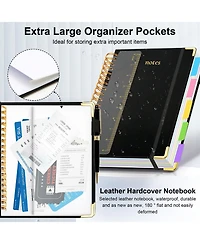 Danrong Hardcover Spiral Notebook 5 Subject College Ruled With Dividers Pen Loop