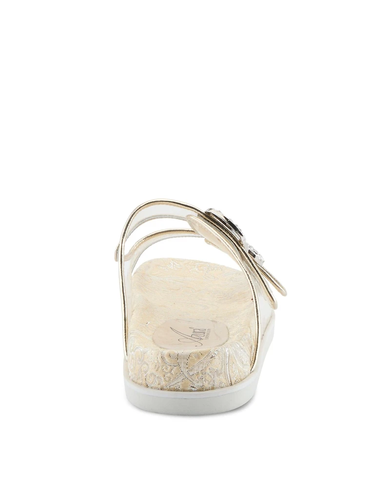 Azura Women's Slidemein Lucite Flatform with Buckle Closure