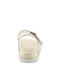 Azura Women's Slidemein Lucite Flatform with Buckle Closure