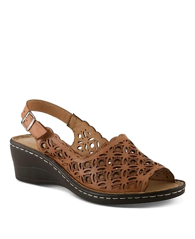 Spring Step Women's Belizana Slingback Wedge with Laser-Cut Detail