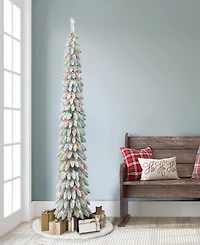 Puleo International 7' Pre-Lit Flocked Alpine Pencil Christmas Tree