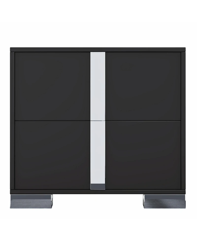 Slickblue Mirrored Nightstand with Metal Legs and 2 Drawers for Bedroom