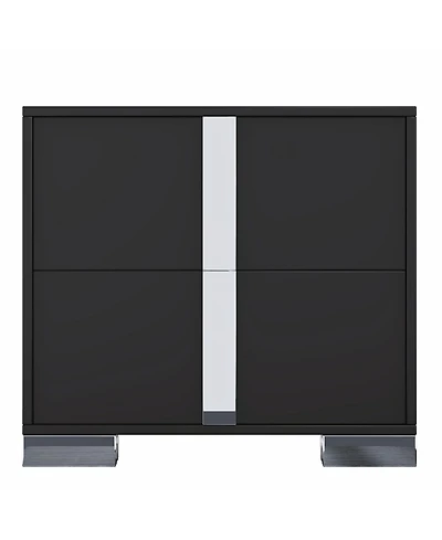 Slickblue Mirrored Nightstand with Metal Legs and 2 Drawers for Bedroom