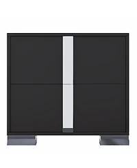 Slickblue Mirrored Nightstand with Metal Legs and 2 Drawers for Bedroom
