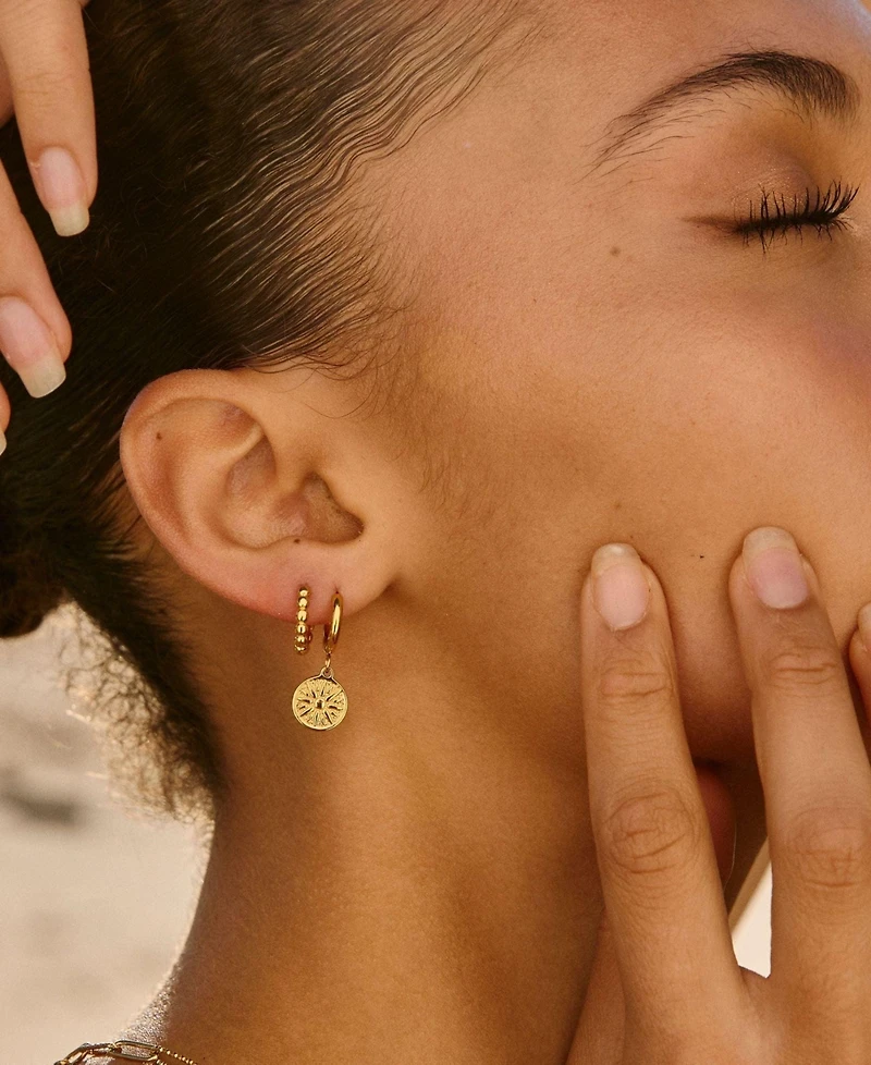 Atolea Gold-Tone Golden Sun Drop-Hoop Earrings
