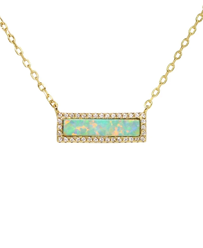 Kamaria Reflection Necklace with Lab Grown Opal in 14k Gold Plated Sterling Silver