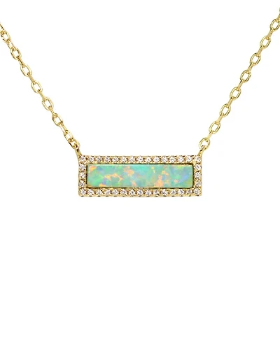 Kamaria Reflection Necklace with Lab Grown Opal in 14k Gold Plated Sterling Silver