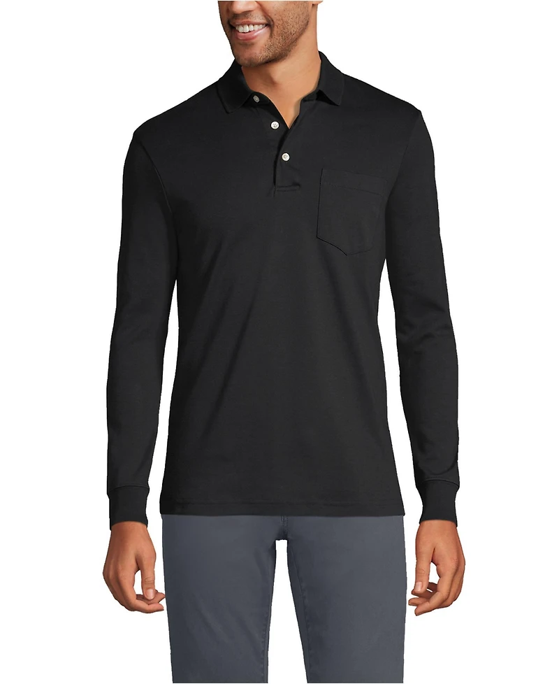 Lands' End Big & Tall Long Sleeve Cotton Supima Polo Shirt with Pocket