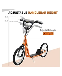 Glintex Kids Kick Scooter, Adjustable Handlebar 35.5"-37.75", Dual Brakes, Inflatable Wheels, 220 lbs, Ages 5+