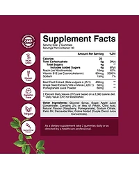 Nature's Craft Beet Root Gummies with Grapeseed, Pomegranate and Vitamin B12 | 60 Count