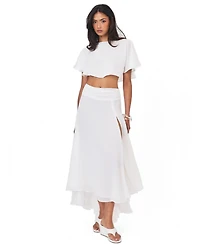 Miss Circle Women's Yanna White Chiffon High-Low Maxi Skirt