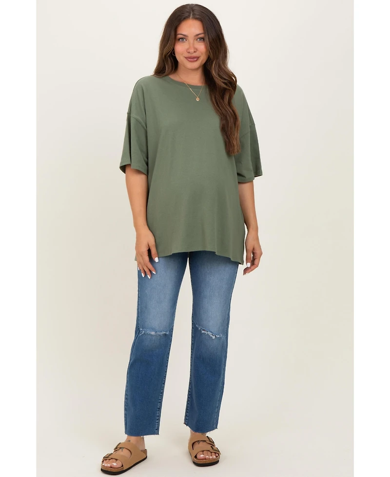 Pinkblush Maternity Oversized Short-Sleeve Crewneck Cotton T-Shirt