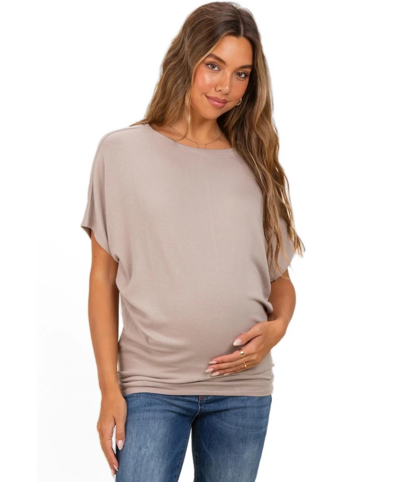 Pinkblush Maternity Dolman-Sleeve Boat-Neck Side-Ruched T-Shirt