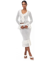 Miss Circle Women's Urva V-Neck Ruffle Flared-Sleeve Blouse