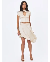 Miss Circle Women's Galina Midi Asymmetrical Satin Skirt
