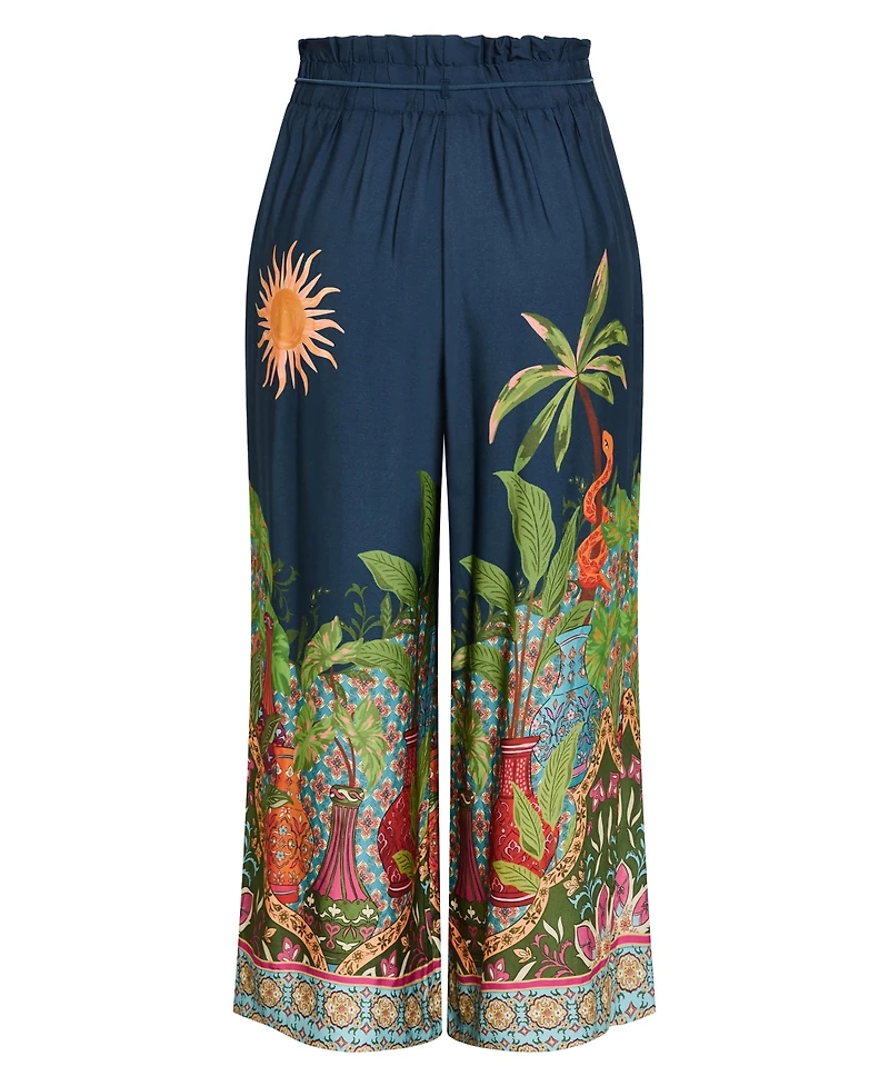 City Chic Plus Fools Paradise High-Rise Print Wide-Leg Pants