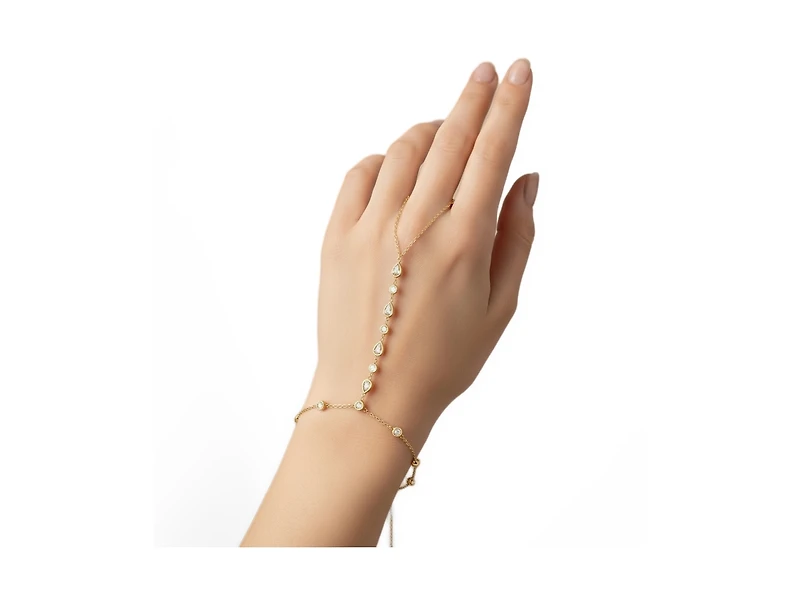18K Gold Plated Cubic Zirconia Hand Chain Bracelet