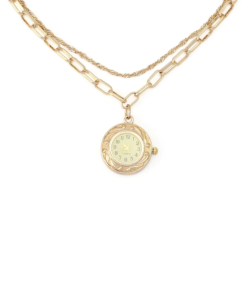 Steve Madden Cubic Zirconia Gold-Tone Paperclip Chain Layered Necklace