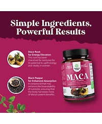 Nature's Craft Maca Root Capsules with Red, Yellow and Black Maca | 120 Count
