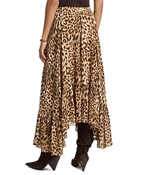 Michael Kors Women's High-Low Leopard-Print Skirt