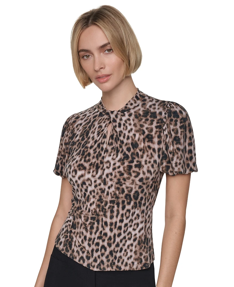 Dkny Petite Balloon-Sleeve Keyhole Blouse