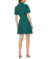 CeCe Women's Chiffon Waist-Tie Short-Sleeve Shirt Dress with Godets