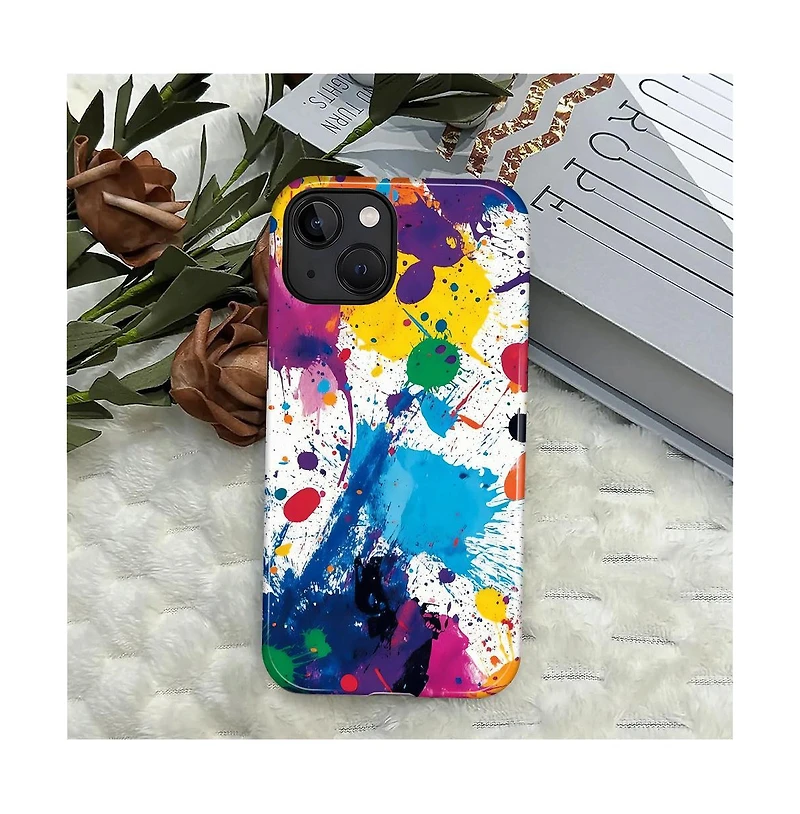 Lisen Phone Case Compatible with Apple iPhone 14, 2-Layer Durable, Color Splash