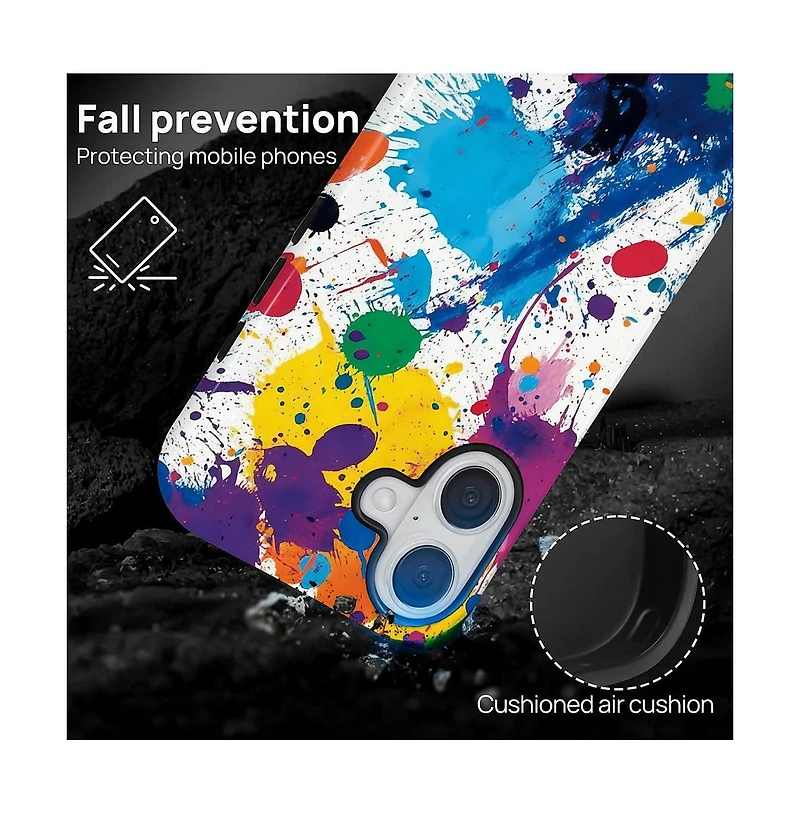 Lisen Phone Case Compatible with Apple iPhone 16, 2-Layer Durable, Color Splash