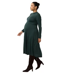 Ingrid + Isabel Women's Long Sleeve Fit-and-Flare Sweater Midi Dress