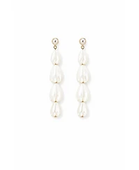 A.b. Ellie Long Mother of Pearl Stacked Drop Earrings