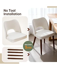 Set of 6 Modern Dining Chairs, Hollow Back Kitchen Chairs With Wooden Legs, Tool-Free Easy Assembly, Farmhouse Style For Kitchen and Dining Room