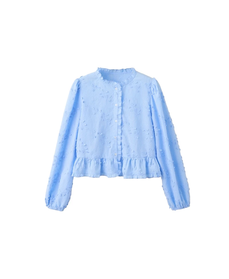 Mango Women's Embroidered Floral Long-Sleeve Blouse