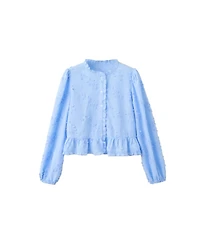 Mango Women's Embroidered Floral Long-Sleeve Blouse