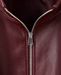 Mango Women's Faux Leather Funnel Neck Oversized Jacket