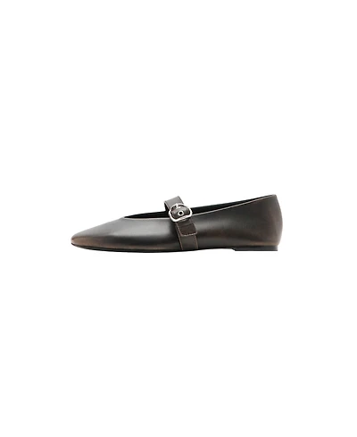 Mango Leather Mary Jane Ballerinas