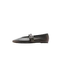 Mango Leather Mary Jane Ballerinas