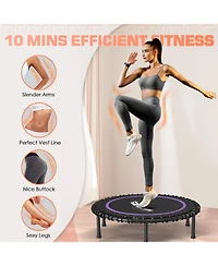 Bcan BT2 450LBS Foldable Mini Trampoline for Adults, 40 Inch Fitness Rebounder with Bungees, Quiet Stable Exercise Trampoline