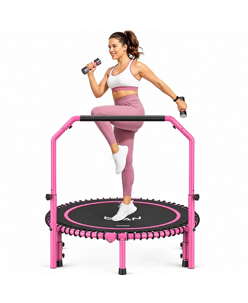 Bcan BT2 40 Inch Rebounder Trampoline for Adults, Handle Included, Indoor Use, 450 lbs Weight Capacity