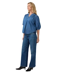 Ingrid + Isabel Maternity Popover Chambray Relaxed-Fit Blouse