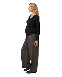 Ingrid + Isabel Maternity Over-Belly Wide-Leg High-Rise Pant