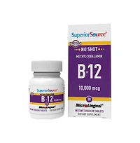 Superior Source No Shot Methylcobalamin B 12 10000 mcg Sublingual Tablets for Quick Absorption 30 Dissolving Tablets