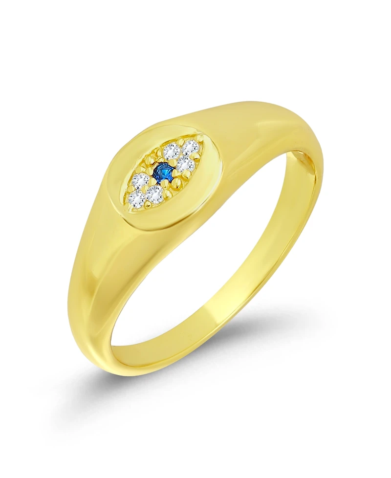 Macy's Cubic Zirconia and Created Blue Stone Signet Ring