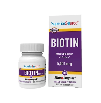 Superior Source Biotin 5000 mcg 100 Sublingual Dissolving Tablets