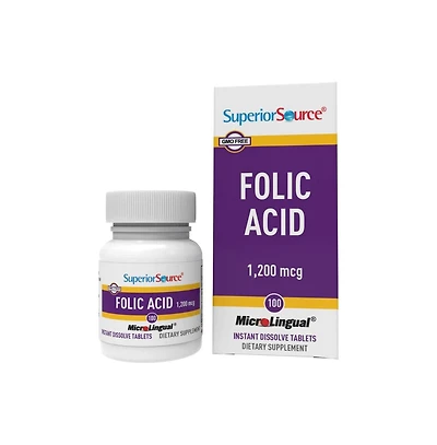 Superior Source Folic Acid 1200 mcg 100 Sublingual Tablets