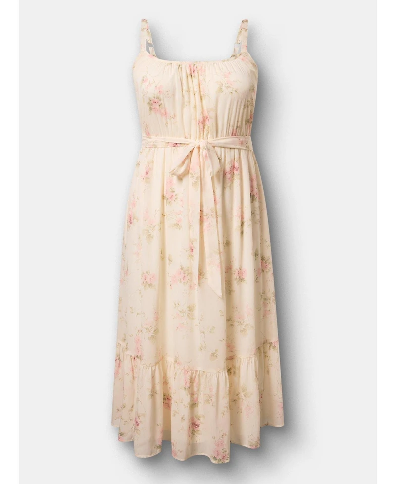 Torrid Plus Tea-Length Floral Scoop-Neck Dress