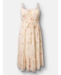 Torrid Plus Tea-Length Floral Scoop-Neck Dress