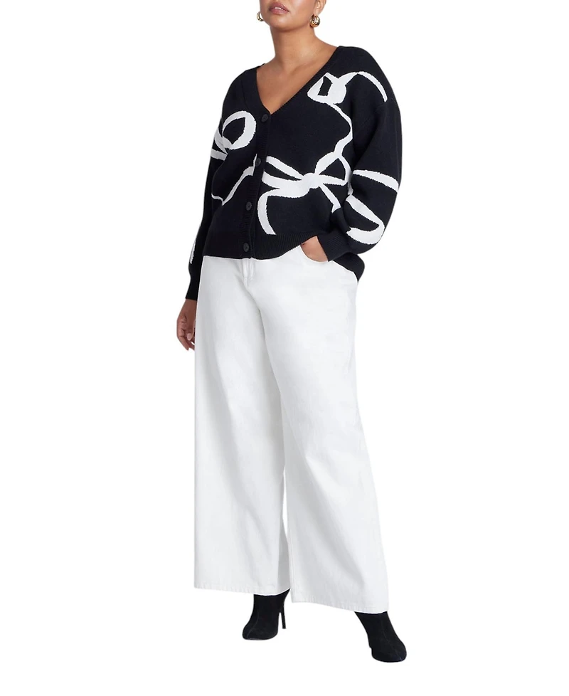 Eloquii Women's Plus Bow Print Cardigan