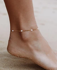 Atolea Imitation Pearl Gold-Tone Adjustable Anklet