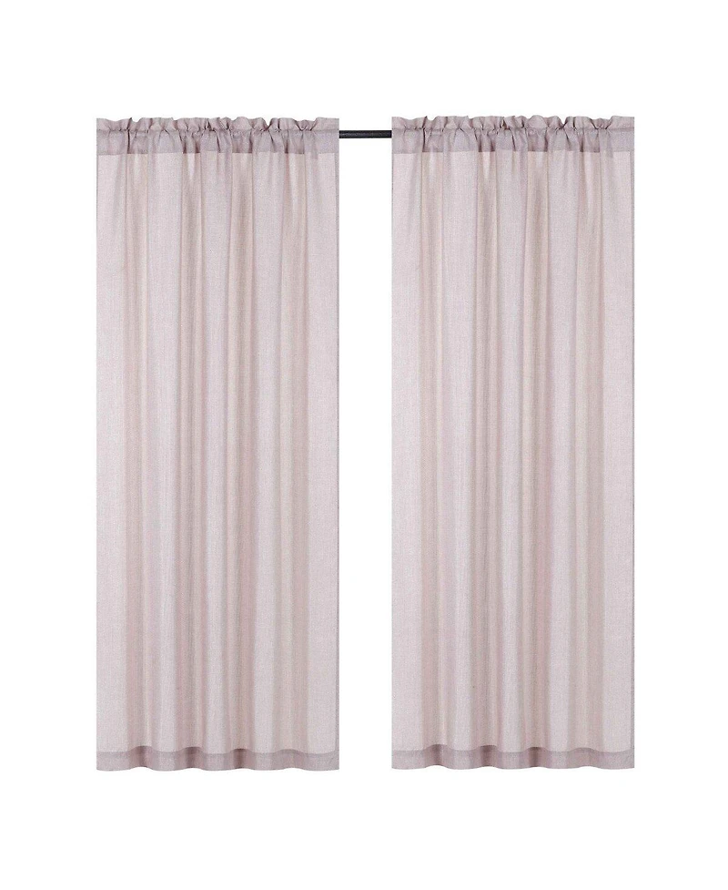 Kate Aurora Gina Complete 4 Piece Rose Pink Metallic Sheer Window Curtains And Beaded Valances Set