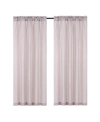 Kate Aurora Gina Complete 4 Piece Rose Pink Metallic Sheer Window Curtains And Beaded Valances Set